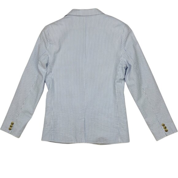 Janie And Jack Boys Striped Seersucker Blazer 14 Blue Provence Stripe Nautical - Picture 11 of 12